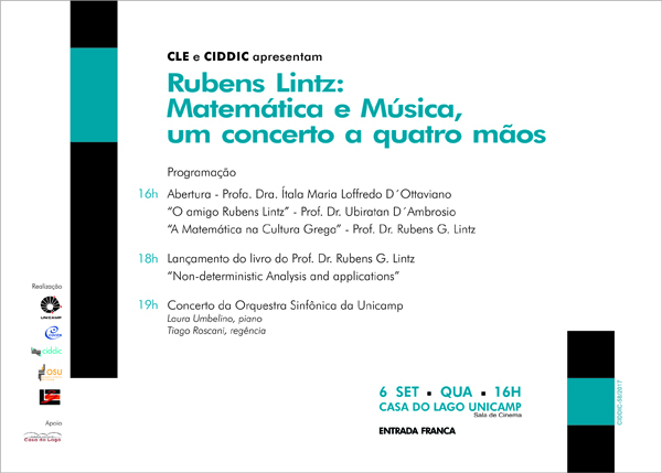 CLE e CIDDIC apresentam: Rubens Lintz: Matemática e Música, um concerto a quatro mãos