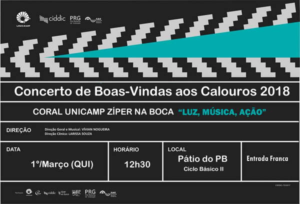 Concerto de boas vindas aos calouros 2018 – Coral Unicamp Zíper na Boca