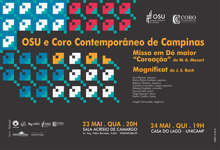 OSU e Coro Contemporâneo de Campinas: Missa em Dó maior “Coroação” de W. A. Mozart e Magnificat de J. S. Bach
