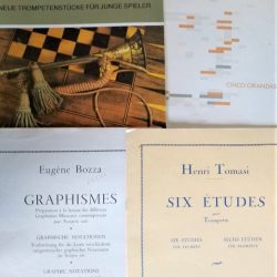 Fanfares para Trompete; Francisco Mignone- Cinco Cirandas; Eugène Bozza- Graphismes; Henri Tomasi- Six Études.