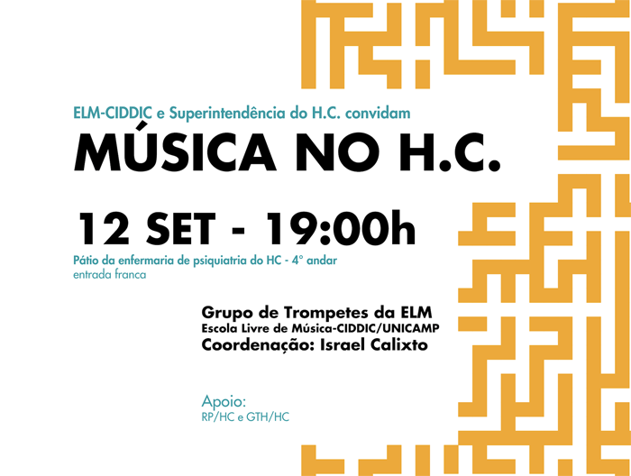 Apresentação do programa Música no H.C com o Grupo de Trompetes da ELM no pátio da enfermaria de psiquiatria