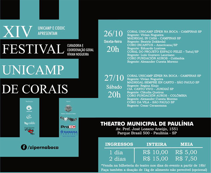 A Unicamp e o CIDDIC apresentam o “XIV Festival Unicamp de Corais”
