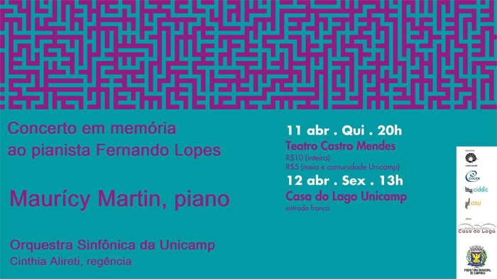A Orquestra Sinfônica da Unicamp convida o pianista e professor do Departamento de Música do Instituto de Artes da Unicamp, Maurícy Martin