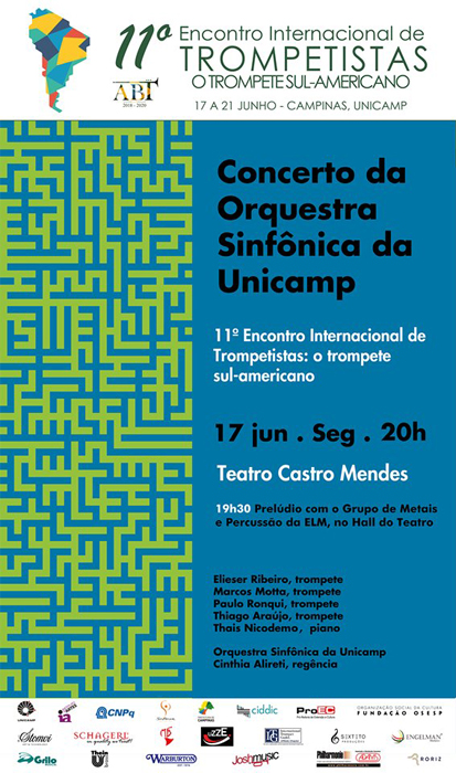 A Orquestra Sinfônica da Unicamp realiza o Concerto de Abertura do 11º Encontro Internacional de Trompetistas: o trompete sul-americano.