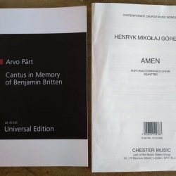 Partituras Part e Gorecki – jul 2019