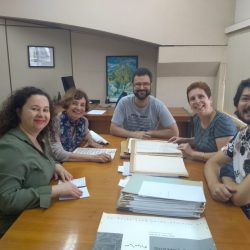 Equipe CDMC recebendo visitas ilustres de Mariana Cozzella, Profa. Maria Lúcia e Fernando Magre