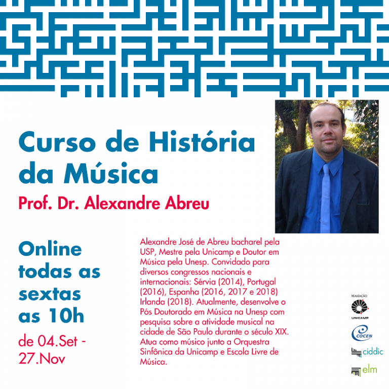 Cartaz de divulgação do curso de História da Música da ELM