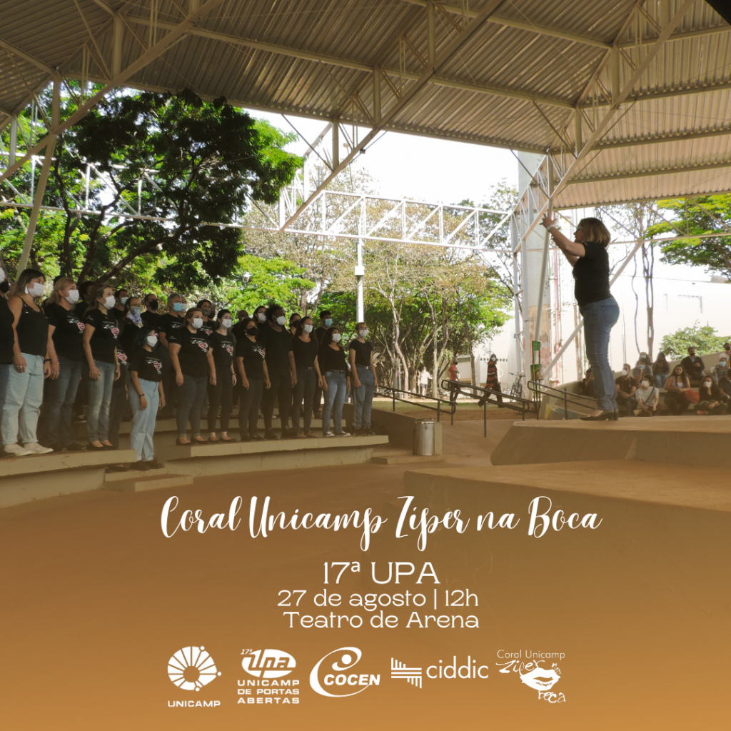 Coral Unicamp Zíper na Boca em apresentação no teatro de arena da Unicamp