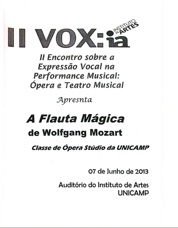 II Vox IA: A Flauta Mágica – W. A. Mozart