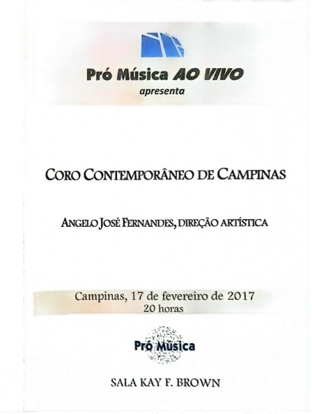  Coro Contemporâneo de Campinas – Pró Música Ao Vivo