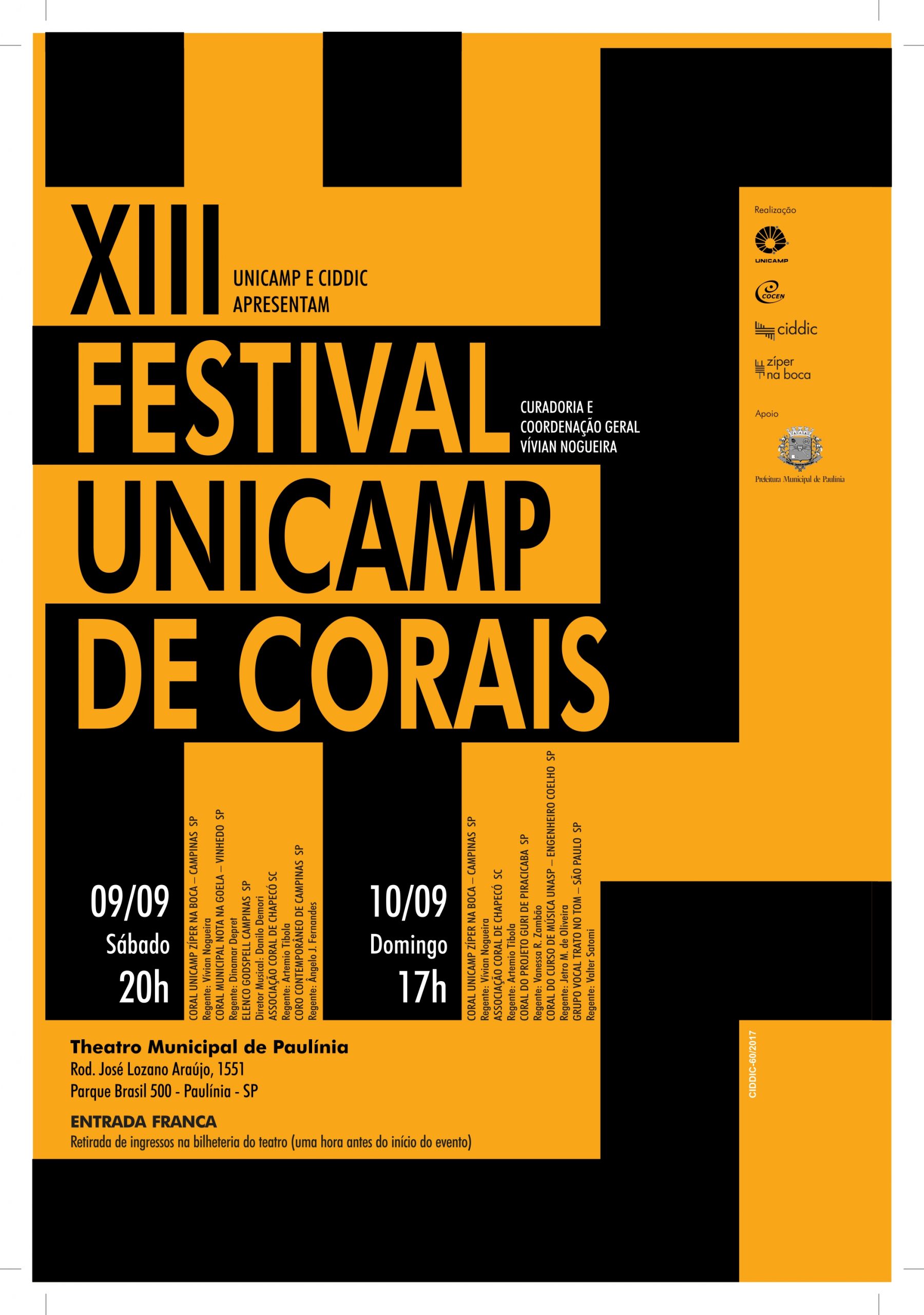 Unicamp e CIDIC apresentam XIII Festival Unicamp de Corais