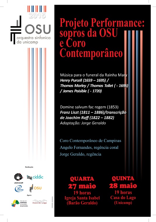 Projeto Performance: Sopros da Orquestra Sinfônica da Unicamp e Coro Contemporâneo de Campinas