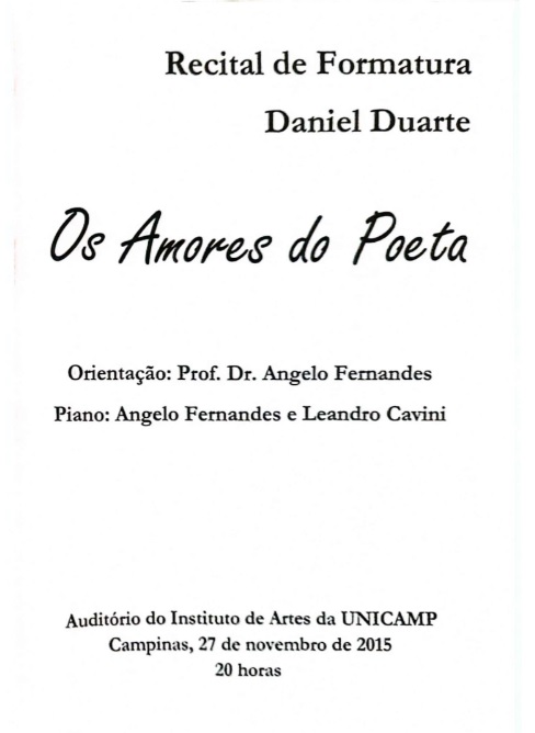 Recital de Formatura de Daniel Duarte – Os Amores do Poeta