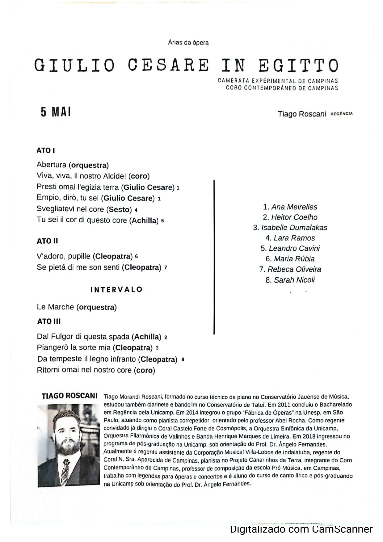 Arias da Ópera Giulio Cesare in Egitto – G. F. Händel