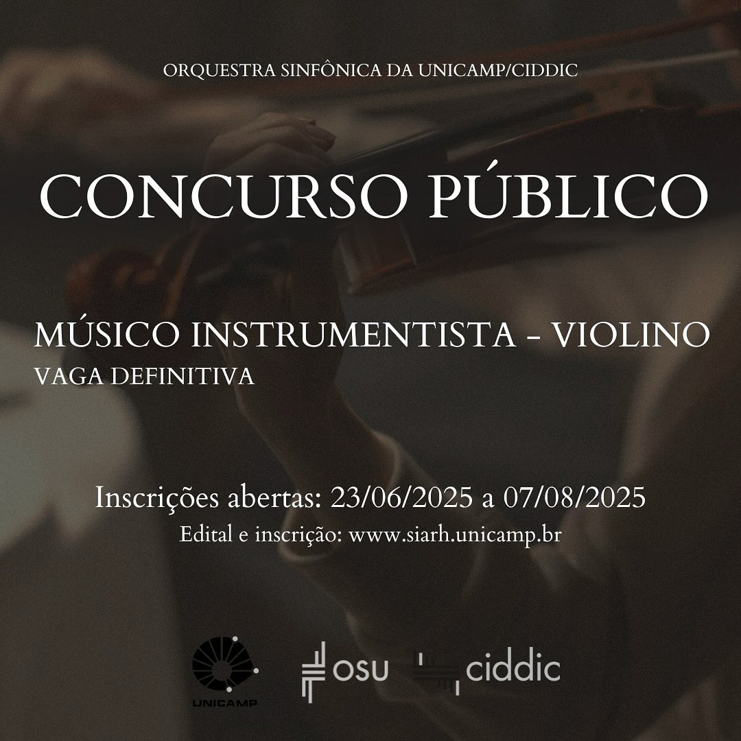 Abertura de concurso público para a posição de Músico (Instrumento Violino)