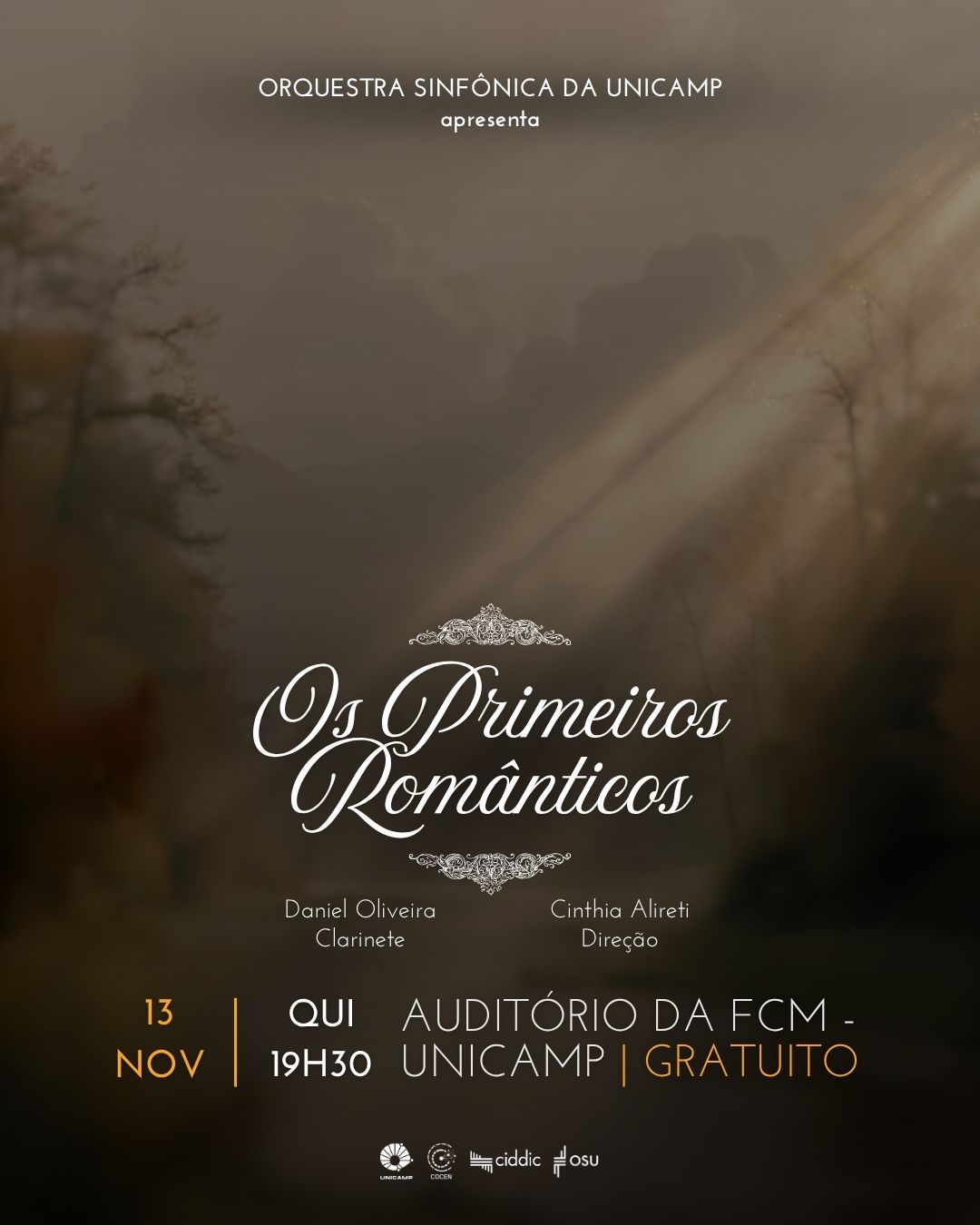 OSU apresenta o concerto “Os Primeiros Românticos” no Auditório da FCM