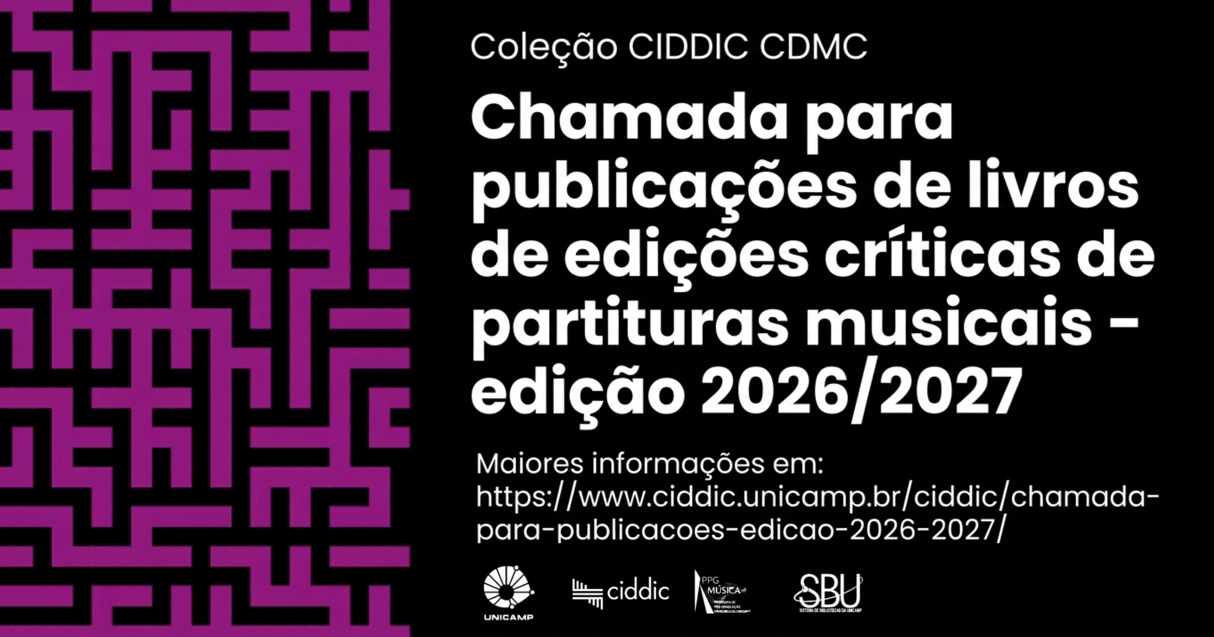 Chamada para publicações de livros de edições críticas de partituras musicais – edição 2026/2027